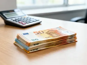 Skupiony chirurg w niebieskim stroju medycznym ze stetoskopem na tle nowoczesnej sali operacyjnej.